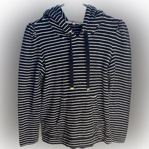 Juicy Couture White and Navy Striped Hoodie